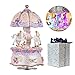 ACCOCO Carousel Music Box Luxury Color Change LED Light Luminous Rotating 3-Horse Carousel Horse Music Box Melody Carrying You from Castle in The Sky(Castle in The Sky, Purple)