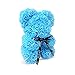 The Teddy Rose Flower Rose Bear - Cute 10-Inch Teddybear Handmade with Flower Petals - Artificial Roses Decor for Valentine's, Graduation, Mother's Day, Christmas, Anniversary (Blue)
