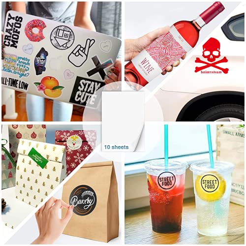 A4 Premium Printable Vinyl Sticker Paper for Laser Printer, 20 Glossy Waterproof Sticker Paper ...