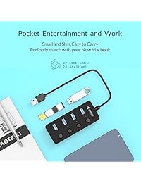 ORICO USB3.0 4 Port Hub con interruptores de alimentación individuales y LEDs para Windows, Mac, PC y portátiles, color negro (w9ph4-u3)