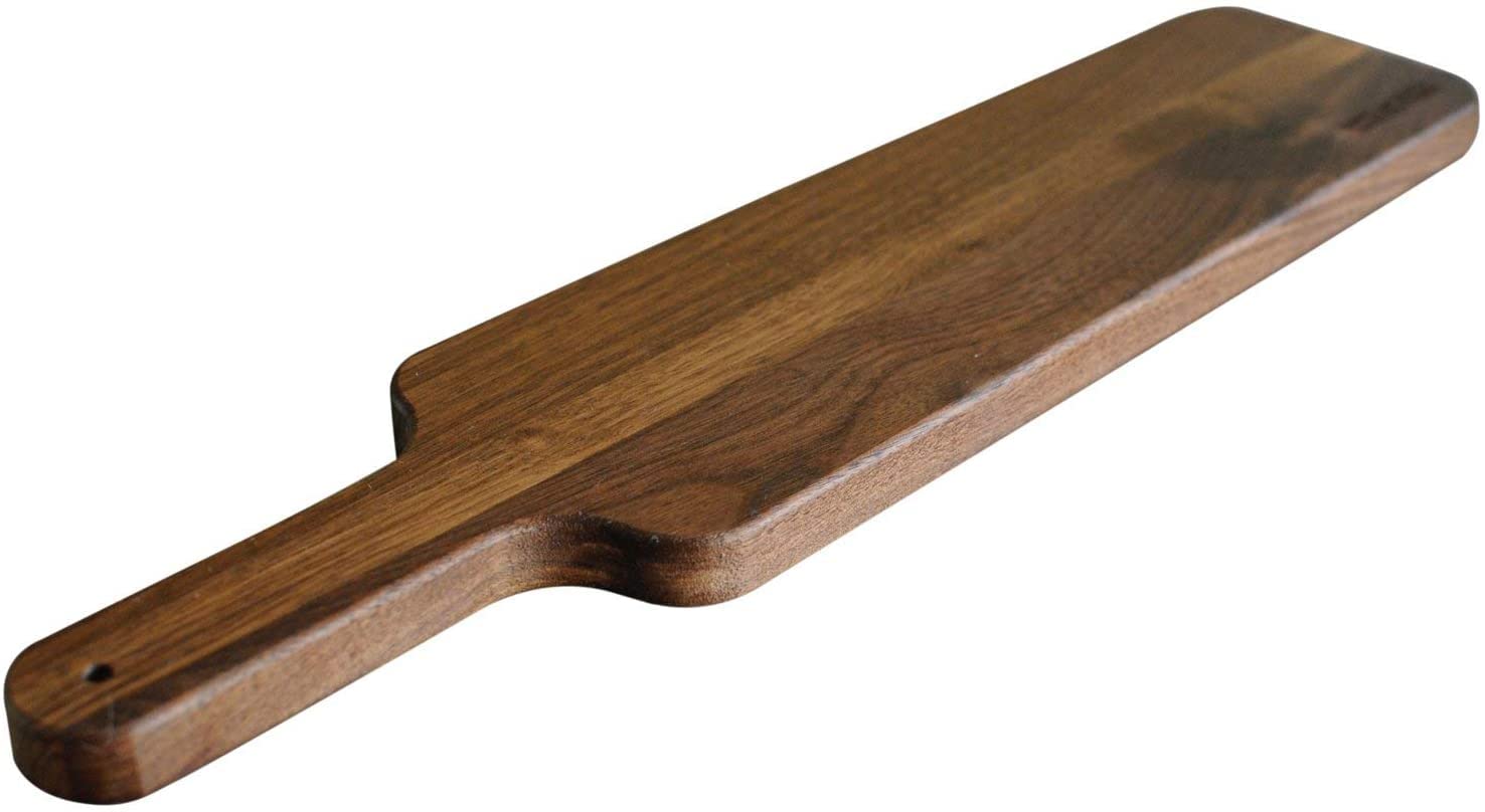 Virginia Boys Kitchens Walnut Wood Chopping Board with Handle - 51 x 11 cm Long American Hardwood Cutting and Serving Countertop Paddle