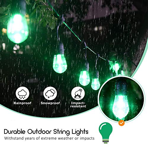 Commercial Grade Outdoor String Lights - 48FT RGB LED String Lights 15 Hanging Sockets Edison Bulbs Dimmable Remote Control Heavy-Duty Weatherproof Cord Strand for Garden Party Christmas