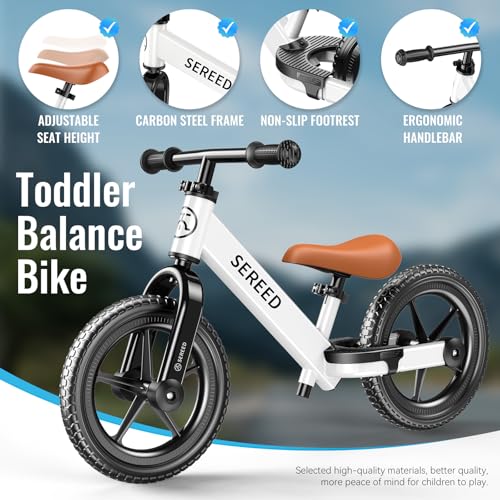 SEREED Toddler Balance Bike 2 Year Old, No Pedal Kids Bike Toys for 2-5 Years Old, Kids Bicycle with Tool-Free Adjustable Seat and Handlebar, Gift for 2-3 Boys Girls
