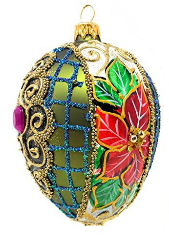 Polish Gallery Matte Red Poinsettia Egg Ornament