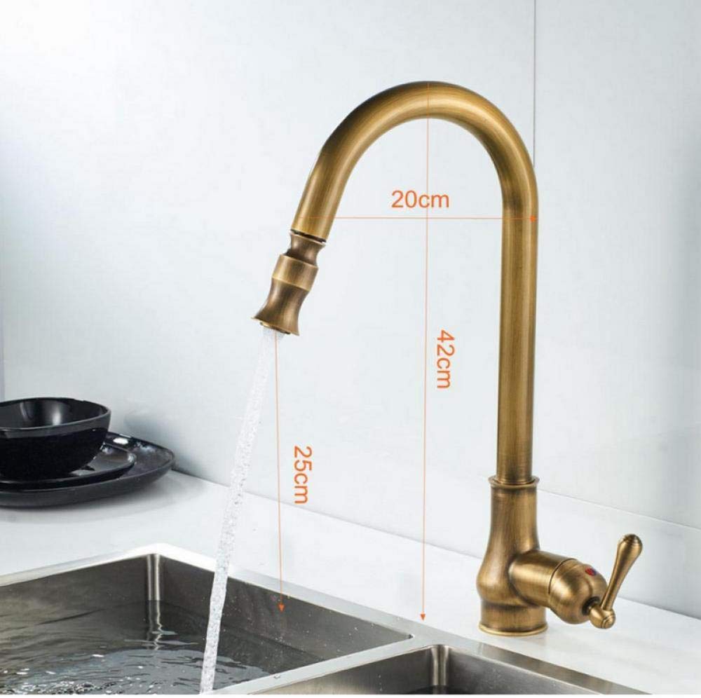 Grifos de cocina de bronce antiguos Saque el fregadero Giratorio Grifo