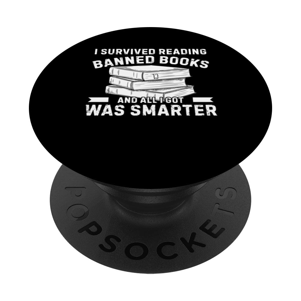 Reader Funny I Survived Reading Banned Books PopSockets Swappable PopGrip