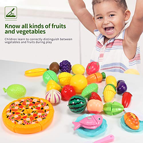 GeyiieTOYS Geschnittenes Obst und Gemüse als Spielzeug Küche Simulation Bildungs Spielzeug und Farbe Wahrnehmung für… – Bild 6