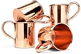 Moscow Mule Copper Mugs Set of 4 by Coppertisan - Handmade of 100% Pure Copper - Best Moscow Mule Mugs with Moscow Mule Recipes (Classic - Set of 4)