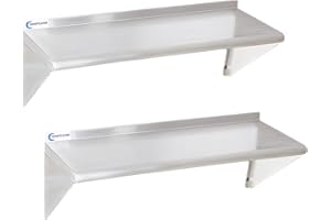 SWOTCATER 2 Pack Stainless Steel Shelf 12"x36" 280LB, Commercial Wall Mounted Metal Shelving for Home Kitchen, Restaurant