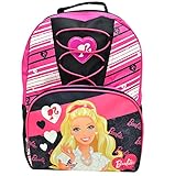 Barbie Deluxe Lace Girls Pink / Black School Backpack 16 inch