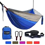 Camping Hammock, Lightweight Portable Garden Double Hammocks - Premium Nylon Parachute Hammock with Tree Straps for Backpacking Travel Beach Yard
