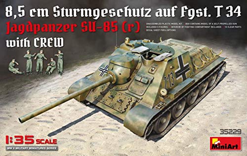 MiniArt 35229 Jagdpanzer SU-85 (R) with Crew, WWII Military Miniatures 1/35 Scale Model Kit