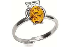 Ian and Valeri Co. Amber Sterling Silver Thin Owl Adjustable Ring