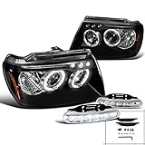 Jeep Grand Cherokee Black Halo Projector Headlights w/LED DRL Driving Fog