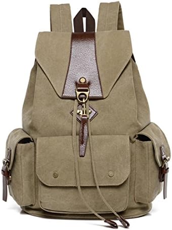 Neonr Canvas Shoulder Backpack Student Bag Large Capacity Travel Daypack for Lady and Men (Brown)