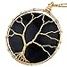 SUNYIK Round Black Obsidian Pendant Necklaces for Women Handmade Reiki Healing Crystal