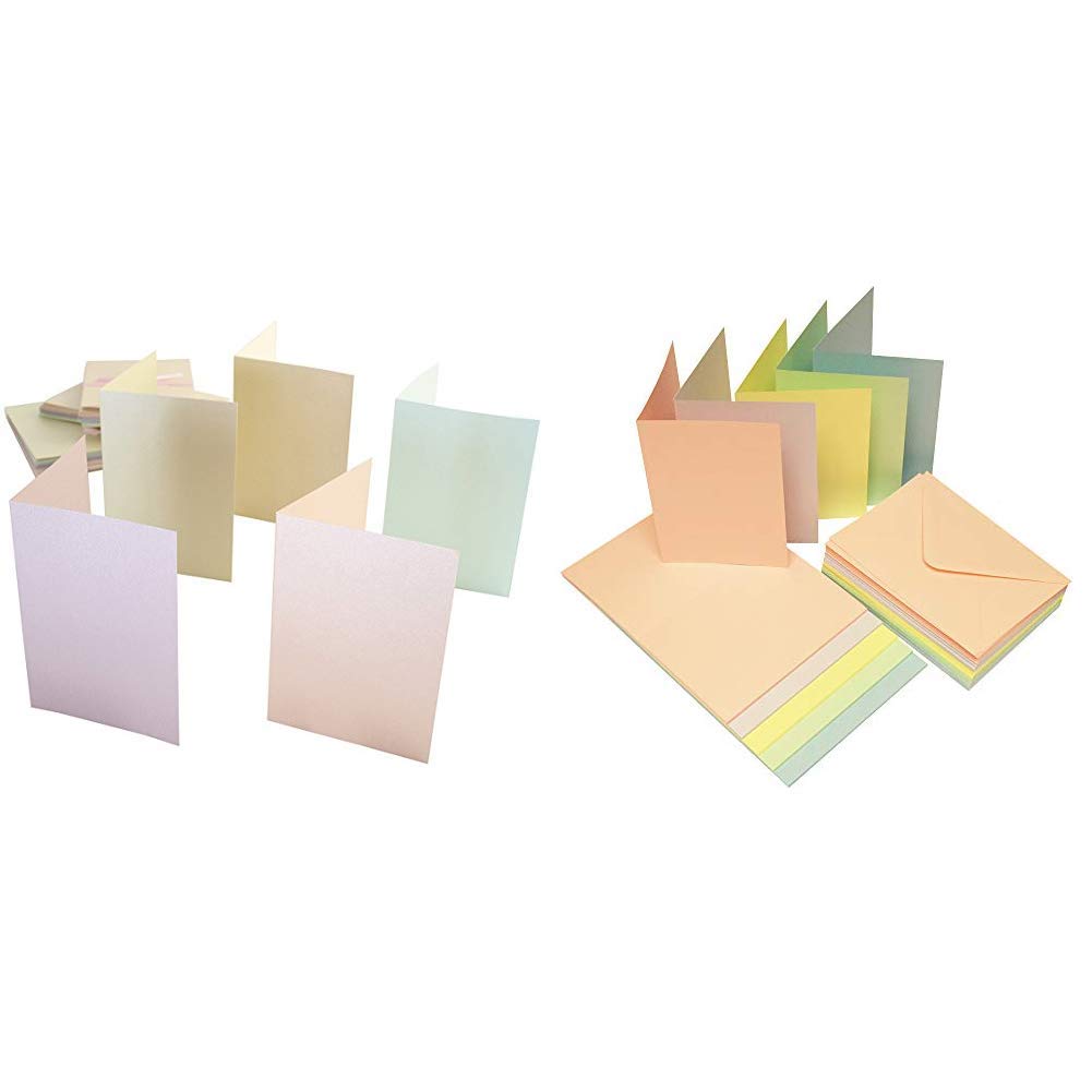 Anita's A6 Card and Envelope, Pack of 50, Pastel Pearlescent &Craft UK 279 C6 Card and Envelope pack of 50 - Mixed Pastel