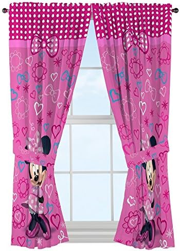 Disney Minnie Mouse Window Panels Curtains Drapes Pink Bow Tique