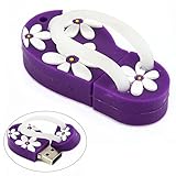 16GB USB Flash Drive with Flower Pattern Beach Sandal Shape (Dark Purple)