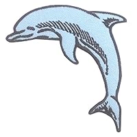 Ibestbuysell Dolphin Happy Sea Fish Ocean Iron on Patches Embroidered Light Blue