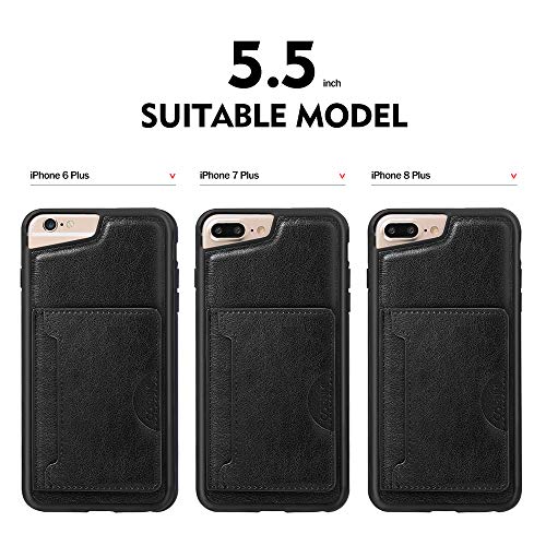 Cornmi Wallet Case Compatible for iPhone 8 Plus,iPhone 6/7 Plus Cover,Detachable Leather Cover 13 Card Slots,Wristlet,Shoulder Strap Handbag Purse Flip Cover Stand Slim Lightweight Mirror case
