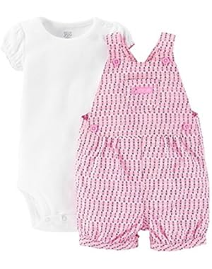 Just One You Baby Girls' Ladybug Shortall- Pink