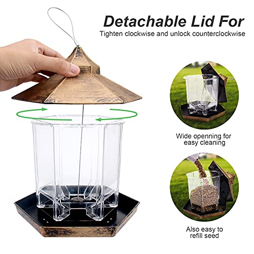 Bird Feeders , Hanging Bird Feeder with Ideal Hexagon Shaped for Courtyard, Garden, Patio, Backyard and Front Porch Decoration