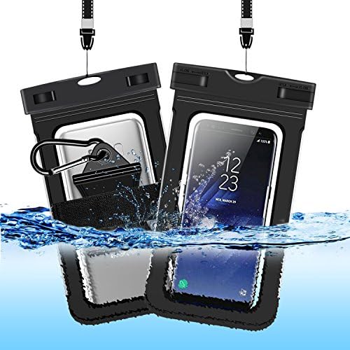 Universal Waterproof Case, Inflatable Phone Dry Bag Pouch with Hook for Outdoor Activities for Apple iPhone 7 7 Plus, 6 6S, 6S Plus, SE 5S, Samsung, LG, HTC, Moto, ZTE, Devices up to 6.2'' (Black)