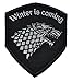 Detailed Direwolf Stark Crest Shield 2x3.5 Morale Patch - Black