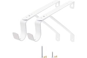 Yarssihha 2 Pack Adjustable Closet Rod Bracket, Wall Mounted Closet Shelf Bracket, White Closet Rod Support Bracket with Screws