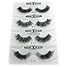 4Box/Lot 3D Real Mink False Eyelashes LASGOOS Siberian Luxurious Fluffy Messy Cross Long 4 Pairs Different Light Weight Fake Eye Lashes Makeup Set (E4set02)