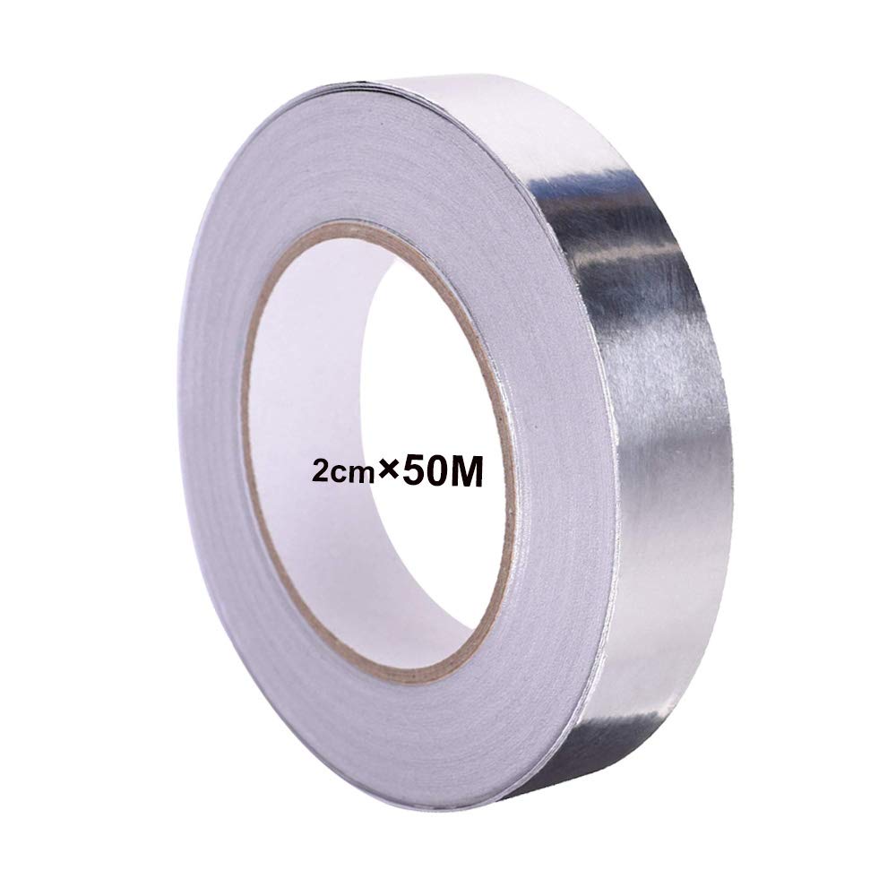 QitinDasen 50m X 20mm Premium Aluminum Foil Tape with Conductive Adhesive, Aluminium Foil Adhesive Duct Tape, Heat Resistant Aluminium Sealing Tape Insulation Tape, for HVAC Repair, Dryers, Crafts