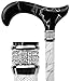 Ez2care Luxury Adjustable Folding Cane with Carrying Case, Black and White Geometric Pattern