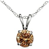 Dazzlingrock Collection 0.50 Ctw 0.50 Ctw Round Champagne Diamond Solitaire Pendant With 18 inch Silver Chain For Her in 10k Solid White Gold