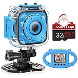 VanTop Junior K3 Kids Camera, 1080P Supported Waterproof Video Camera w/ 32Gb Memory Card, Extra Kid-Proof Silicon Case, Card Reader, Lanyard, Carrying Bag