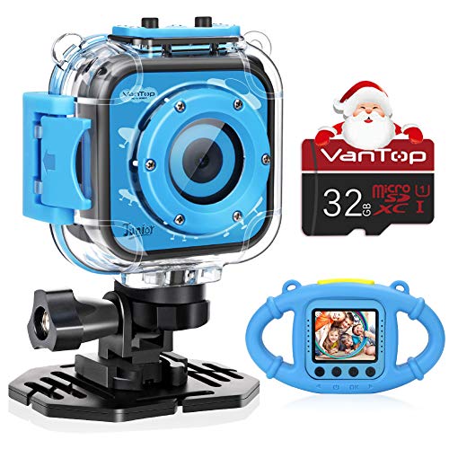 VanTop Junior K3 Kids Camera, 1080P Supported Waterproof Video Camera w/ 32Gb Memory Card, Extra Kid-Proof Silicon Case, Card Reader, Lanyard, Carrying Bag
