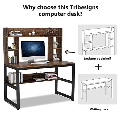 image for TRIBESIGNS WAY TO ORIGIN Tribesigns Computer Desk with Hutch, 47 Inche