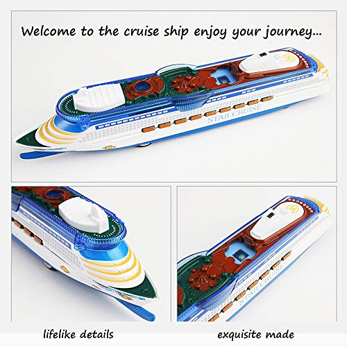 CORPER TOYS Ship Toy Die Cast Metal Cruise Ship Model Ocean Liner Boat Pull Back Toy for Kids with Flashing LED Lights and Sounds