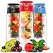 Vremi 24 Oz Fruit Infused Water Bottle - BPA Free Sports Water Bottle with Fruit Infuser Filter and Flip Top Lid Cap - Large Tritan Plastic Eco Drinking Clear Reusable Travel Water Bottles - Red