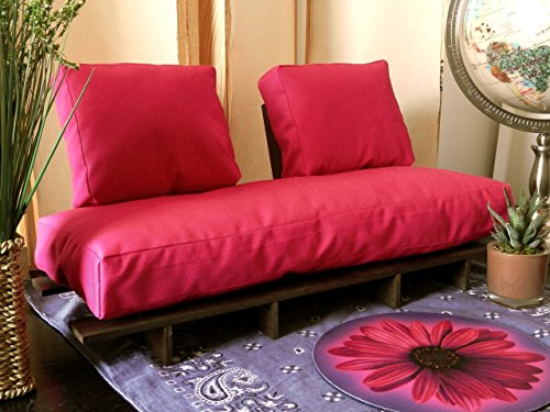 Atlantis Collection All-in-One Collapsible Futon/ Chaise/ Bed or Sofa Pomegranate Cushions/ Mocha Frame for American Girl, Our Generation, Gotz, Carpatina, My Pal/ My Sibling Dolls