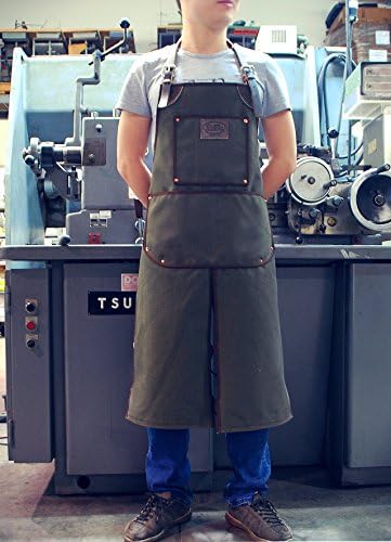 La Rosa Design Bike Builder Mechanic Barber Barista Canvas and Leather Apron-Army Green Split Legs