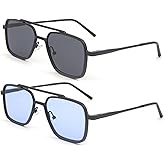 Dollger Sunglasses Men's Square Aviator Spring Hinge Metal Frame Women's Sunglasses Comfortable Punk Sunglasses Men's