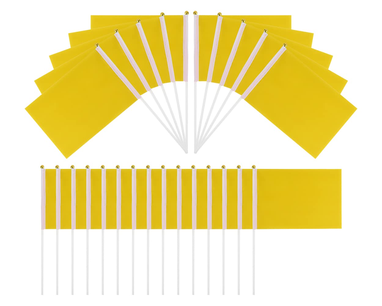SCSpecial Small Flags 25 Pieces Mini Handheld Flags on Stick 8.2 Inch x 5.5 Inch Outdoor Flags for Parades and Decoration (Yellow)
