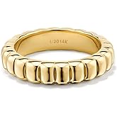 NOKMIT 14K Gold Filled Chunky Statement Rings for Women Cute Puffy Dome Croissant Thumb Band Non Tarnish Comfort Fit Size 5-10