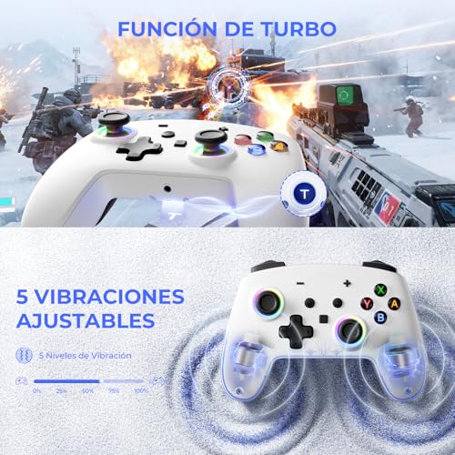 ECHTPower 2026 Mando para Switch 2, Hall Joysticks, Despertar de Switch 2 / NS1, Turbo, Botones Traseros, Luz RGB, Vibración y Giroscopio, Mando Pro Inalámbrico para Switch 2/1/PC/iOS/Android