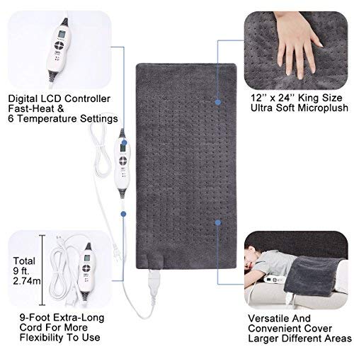 TechLove Extra Large Electric Heating Pad with Fixation Strap For Neck Shoulder and Back Pain Relief King Size 12\