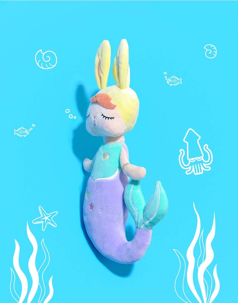 SANDAO MeToo Plush Toys Mermaid Stuffed Animal Toys Angela Plush Rabbit Stuffed Gift Dolls for Kids Children 15 Inch (2 Pack Blue+Purple)