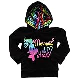 So Sydney Girls Toddler Mermaid at Heart Rainbow Scale Black Hoodie Hooded Shirt