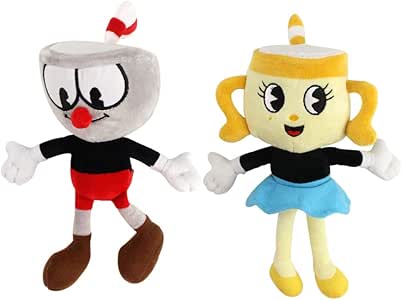 rtyug 2 Piezas 26 Cm Videojuego Cuphead Mugman Juguetes De Peluche