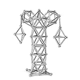 LIKEE Upgraded 108 Pieces Magnetic Sculpture with Ultra- Long 0.1in Bars, Magnet Fidget Toys Building Block for Stress Relief, Office and Home Desk Decor, Cool Gadget for Adult (Silver, 108 Pieces)
